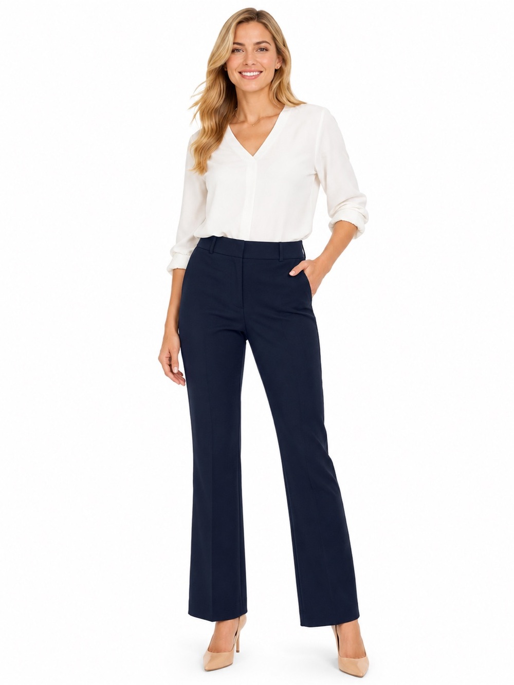 Classic Navy straight leg dress Pants - Women's - 1006